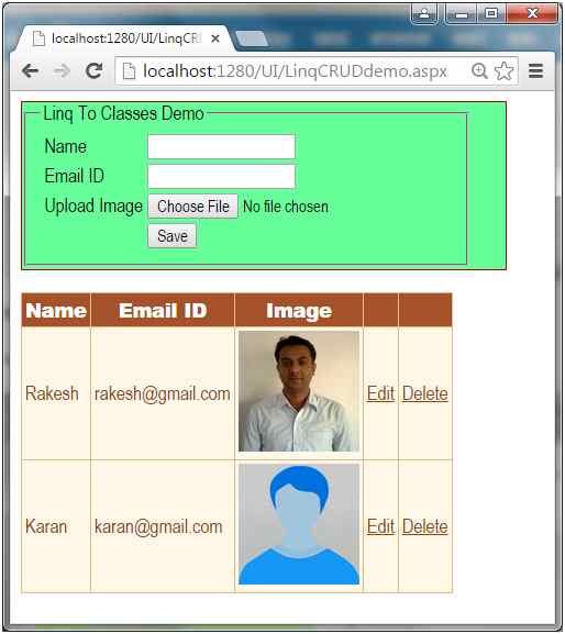 Record Display in Grid using LINQ to SQL